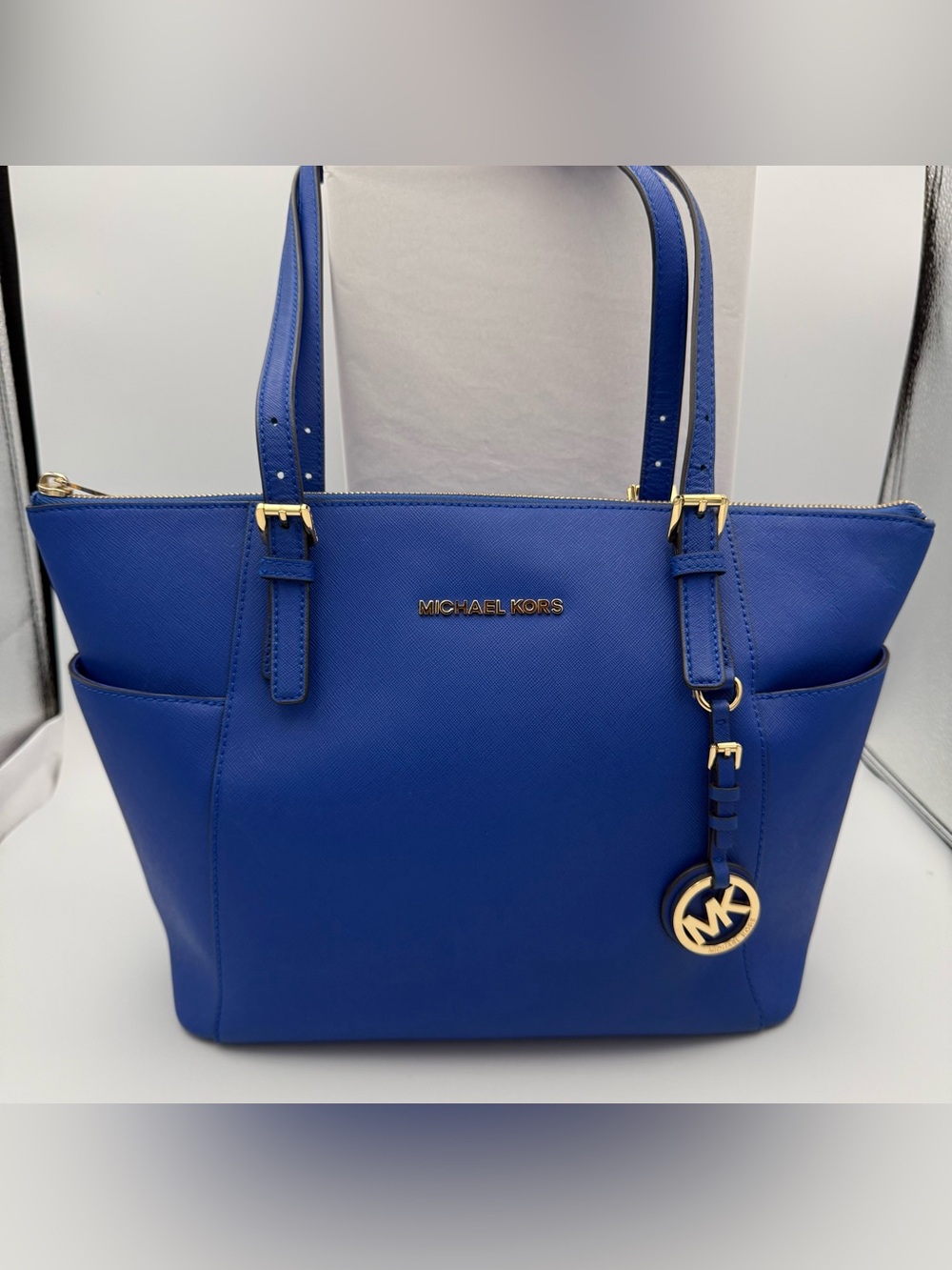 Women's Michael Kors Blue Tote Bag with Gold Hardware